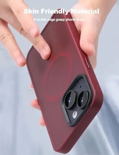 Tigowos iPhone 15 Plus&iPhone 14 Plus Uyumlu Kılıf, MagSafe 10FT Düşmeye Dayanıklı Mat Yüzeyli Arka Kapak iPhone 15 Plus&iPhone 14 Plus Kılıfı için, Kırmızı Şarap - 1