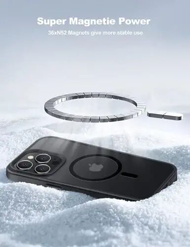 Tigowos iPhone 15 Pro Kılıfı için Güçlü Manyetik MagSafe ile Uyumlu 10FT Düşmeye Dayanıklı Mat Cilt Hissiyatı Arka Kapak Darbeye Dayanıklı İnce iPhone 15 Pro Telefon Kılıfı 6.1 inç, Siyah - 1