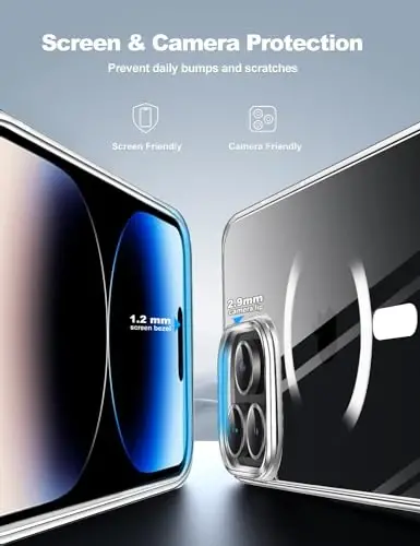 Tigowos Compatible with iPhone 15 Pro Case Fits MagSafe 10FT Drop Resistant Matte Skin Feeling Back Cover Aluminum Alloy Keys Fits iPhone 15 Pro Phone Cases，Clear - 4