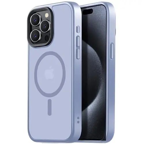 Tigowos Compatible with iPhone 15 Pro Max case Fits MagSafe 10FT Drop Resistant Matte Skin Feeling Shockproof Back Cover Fits iPhone 15 Pro Max Phone Cases,Teal Blue - 1