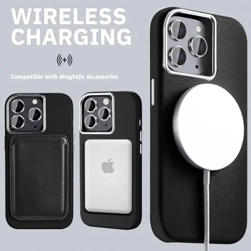 Tigowos iPhone 15 Pro Max uchun charm g‘ilof, Magsafe bilan mos, PU charm zarbga chidamli, ingichka, barmoq iziga qarshi iPhone 15 Pro Max telefon g‘ilofi 6.7