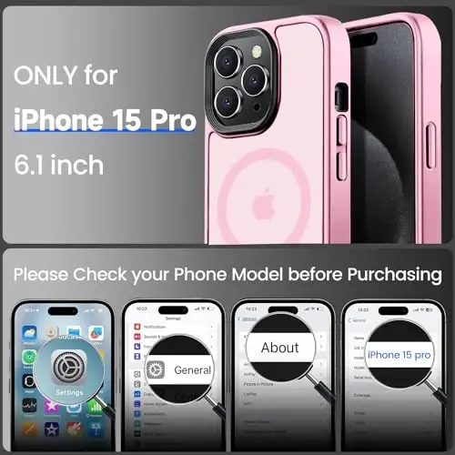 Tigowos iPhone 15 Pro uchun magnitli g'ilof MagSafe-ga mos tushishga chidamli zarbga chidamli orqa qopqoq iPhone 15 Pro telefon g'iloflariga mos 6,1