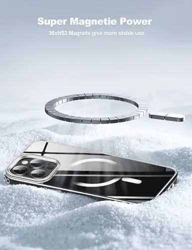 Tigowos iPhone 15 Pro uchun mos keladigan g'ilof MagSafe bilan mos keladi 10 FT tushishga chidamli mato terisi orqa qopqoq alyuminiy qotishma tugmachalari iPhone 15 Pro telefon g'iloflariga mos keladi, shaffof - 6