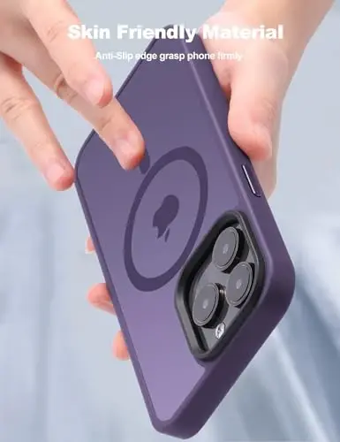 Tigowos iPhone 15 Pro uchun mos keladigan MagSafe 10FT ga tushishga chidamli mato terisi bilan qoplangan alyuminiy qotishma tugmalari iPhone 15 Pro telefon qutilariga mos keladi, to'q binafsha - 4