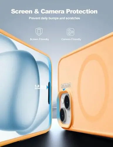 Tigowos iPhone 15 uchun g'ilof MagSafe 10FT tushishga chidamli mato teriga o'xshash zarbga bardoshli orqa qopqoq iPhone 15 telefon g'iloflariga mos keladi, sariq - 4