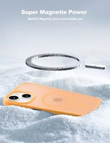 Tigowos iPhone 15 uchun g'ilof MagSafe 10FT tushishga chidamli mato teriga o'xshash zarbga bardoshli orqa qopqoq iPhone 15 telefon g'iloflariga mos keladi, sariq - 3