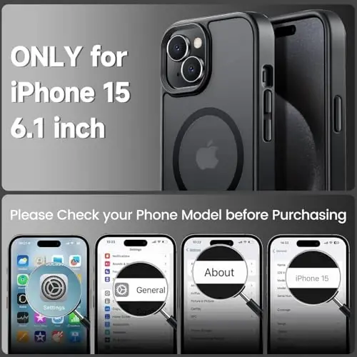 Tigowos iPhone 15 uchun g'ilof, MagSafe bilan mos [15FT ga tushishga chidamli][2 ta закалённое shisha ekran himoyachisi] iPhone 15 Cases 6.1