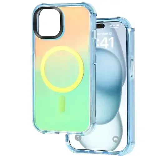 Tigowos iPhone 15 uchun magnitli bamper gʻilofi MagSafe bilan mos keladi, 20 FT balandlikdan tushganda shikastlanishga chidamli orqa qopqoq zarbga bardoshli ingichka iPhone 15 telefon gʻilofi, rangli - 1
