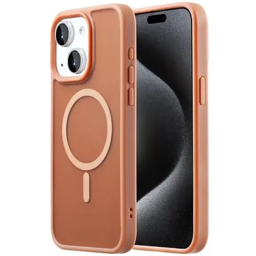 Tigowos iPhone 15 uchun magnitli g'ilof MagSafe bilan mos keladi 4.5m balandlikdan tushganda ham zararga chidamli Teri bilan do'stona Og'ir yuklarga bardoshli zarbaga qarshi orqa qopqoq iPhone 15 telefon g'iloflariga mos keladi 6.1