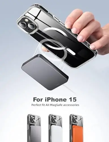 Tigowos iPhone 15 uchun magnitli g‘ilof MagSafe bilan mos keladi 4.5m balandlikdan tushganda zararga chidamli, sarg‘aymaydigan, kuchli zarba o‘tkazmaydigan orqa qopqoq iPhone 15 telefon g‘iloflariga mos keladi 6.1