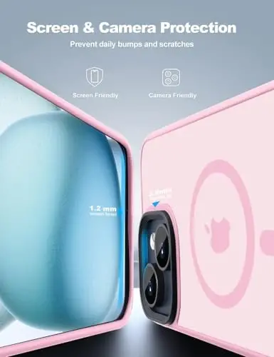 Tigowos iPhone 15 uchun telefon g'ilofi MagSafe 10FT tushishga chidamli mato teri iPhone 15 g'ilofi uchun orqa qopqoq, pushti - 4