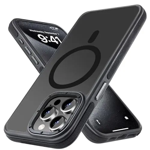 Tigowos Magnetic Phone case for iPhone 15 Pro Max,[Compatible with MagSafe][15FT Drop Resistant] Shockproof Back Cover Fits Matte Skin-Feeling Shockproof case for iPhone 15 Pro Max 6.1