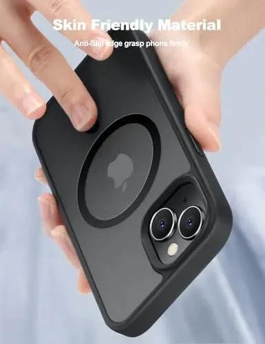 Tigowos Magnetic for iPhone 15 Case Fits MagSafe 10FT Drop Resistant Matte Skin Feeling Back Cover Shockproof Slim Fit for iPhone 15 Phone Case，Black 