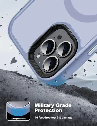 Tigowos совместим с чехлом для iPhone 15 Pro Max, поддерживает MagSafe, защита от падения с высоты 10 футов, матовый приятный на ощупь ударопрочный задний чехол, совместим с чехлами для телефонов iPhone 15 Pro Max, бирюзово-голубой - 2
