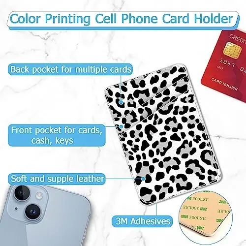 TIHYWR 2 Pack Leather Phone Wallet Stick on，Card Holder for Phone Case，Credit Card Back Paste Wallet，Suitable for iPhone, Samsung, Android and Most Smart Phones，Android and Most Smart Phones - 2