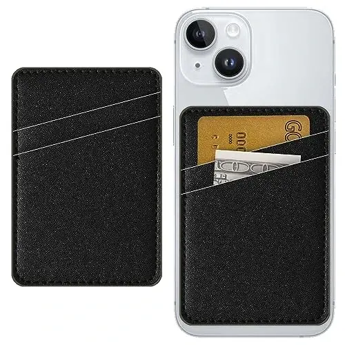 TIHYWR Charm Telefon Hamyon Teri Telefon G'ilofiga Yopishtiriladi, Telefon G'ilofining Kartasi Uchun Uyasi, Kredit Kartasi Orqa Qismi Hamyoni, iPhone, Samsung, Android va Ko'pgina Smartfonlar Uchun Mos, Qora - 1