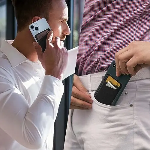 TIHYWR Charm Telefon Hamyon Teri Telefon G'ilofiga Yopishtiriladi, Telefon G'ilofining Kartasi Uchun Uyasi, Kredit Kartasi Orqa Qismi Hamyoni, iPhone, Samsung, Android va Ko'pgina Smartfonlar Uchun Mos, Qora - 4