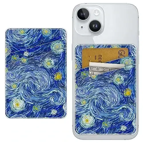 TIHYWR Charm Telefon Hamyoni Telefon G'ilofiga Yopishtiruvchi, Telefon G'ilofi uchun Kartani Saqlovchi, Kredit Karta Orqa Yopishtiruvchi Hamyon, iPhone, Samsung, Android va Ko'pgina Smartfonlar uchun Mos, Moviy osmon - 2