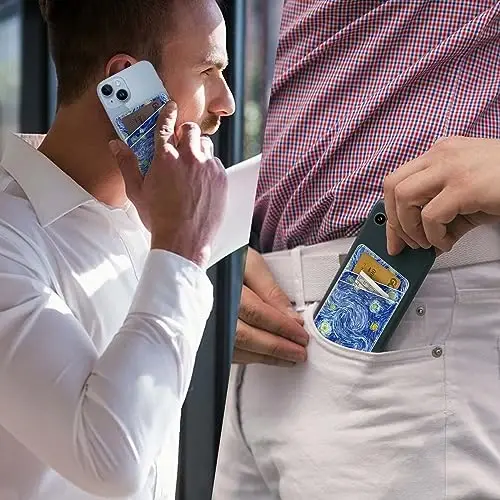 TIHYWR Charm Telefon Hamyoni Telefon G'ilofiga Yopishtiruvchi, Telefon G'ilofi uchun Kartani Saqlovchi, Kredit Karta Orqa Yopishtiruvchi Hamyon, iPhone, Samsung, Android va Ko'pgina Smartfonlar uchun Mos, Moviy osmon - 4