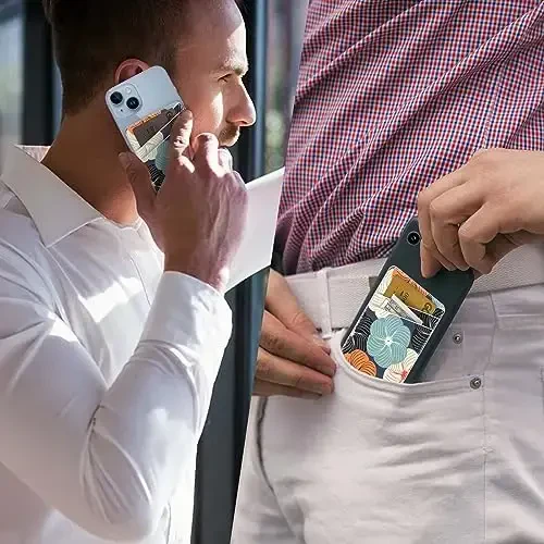 TIHYWR Charm telefon hamyonini yopishtiring, telefon g'ilofi uchun karta ushlagichi, kredit karta orqa hamyoni, iPhone, Samsung, Android va ko'pchilik smartfonlar uchun mos, binafsha gullar - 4