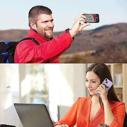 TIHYWR Charm terisi telefon karta ushlagichi, orqa telefon hamyoni, zamonaviy g'ilof, kredit karta ushlagichi, iPhone, Samsung, Android va ko'pgina smartfonlar uchun mos. Leopard naqshli qora - 5