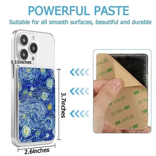 TIHYWR Leather Phone Wallet Stick on ，Card Holder for Phone Case，Credit Card Back Paste Wallet，Suitable for iPhone, Samsung, Android and Most Smart Phones，Blue sky - 3