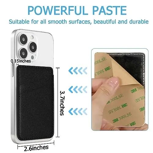 TIHYWR Leather Phone Wallet Stick on ，Card Holder for Phone Case，Credit Card Back Paste Wallet，Suitable for iPhone, Samsung, Android and Most Smart Phones， Black - 3