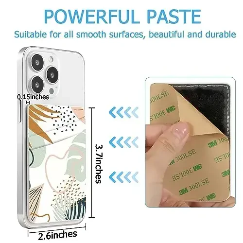 TIHYWR Leather Phone Wallet Stick on ，Card Holder for Phone Case，Credit Card Back Paste Wallet，Suitable for iPhone, Samsung, Android and Most Smart Phones， Ivory Leaf - 3