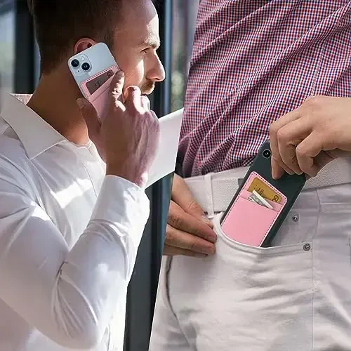 TIHYWR Pushti Charm Telefon Kartasi Hamyon, Yopishtiruvchi, 2 ta Kartochka Uyasi, Namlikka chidamli Yopishtiruvchi, Ayollar Modaga e'tiborli Uslubga mos Telefon Hamyoni - 4