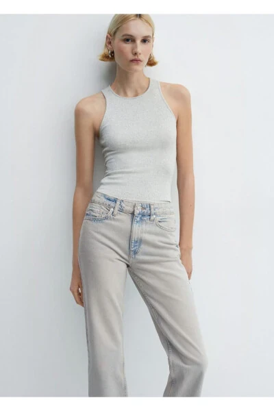 Tik tik kesilgan bir loy denim jinsi - MANGO