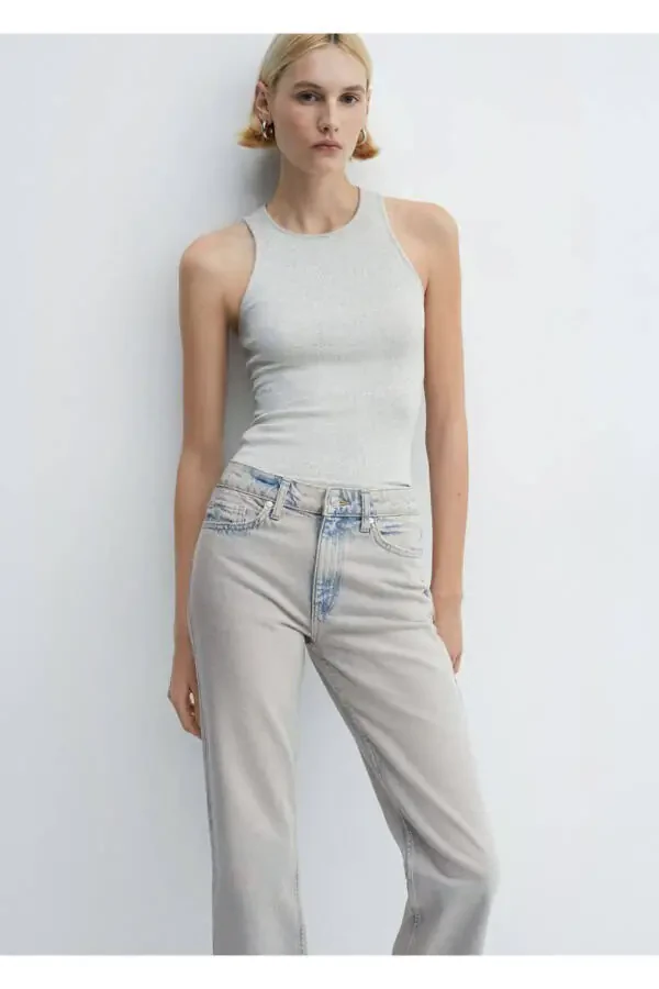 Tik tik kesilgan bir loy denim jinsi - 1