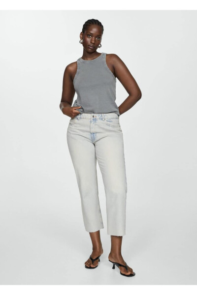 Tik tik kesilgan bir loy denim jinsi - 6