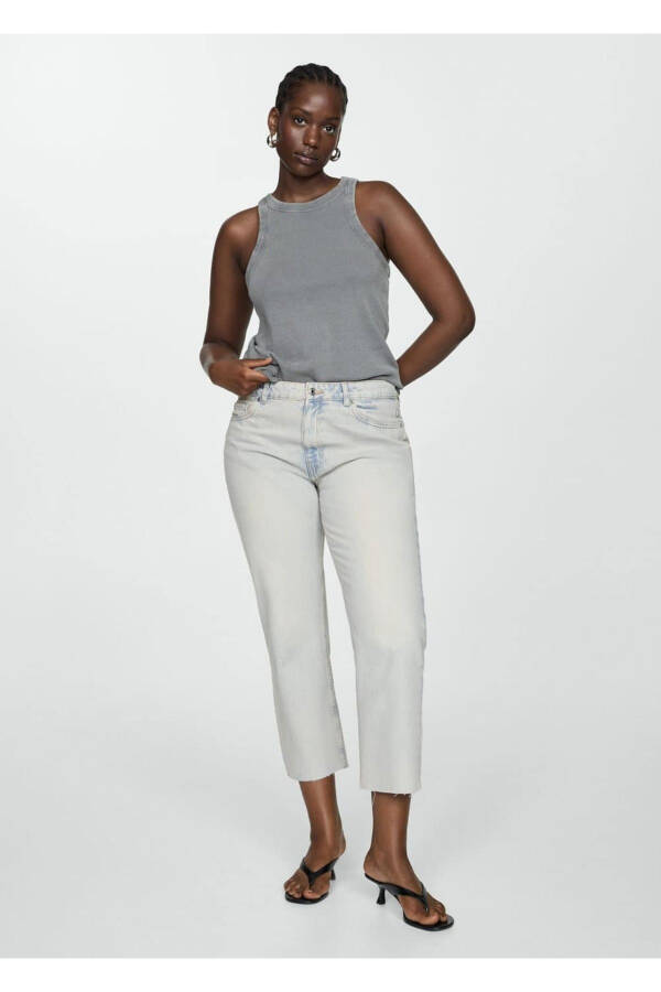 Tik tik kesilgan bir loy denim jinsi - 6