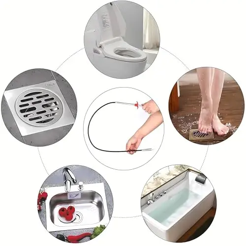 Tıkanıklık Açıcı, Kanal Açıcı - Oluk Temizleme Araçları Tuvalet Kanalizasyon Duş Mutfak Banyo Küvet Tıkanıklıkları Açıcı Temizlik Aracı, Esnek Pençe Kapanı Toplama Uzatıcı (24 inç) - 5