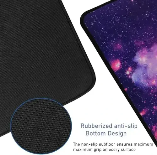 Gaming Mouse Pad with Stitched Edges, (35.4X15.7In) Durable Non-Slip Natural Rubber Base, Waterproof Computer Keyboard Pad Mat for Esports Pros/Gamer/Desktop/Office/Home, Galaxy - 3