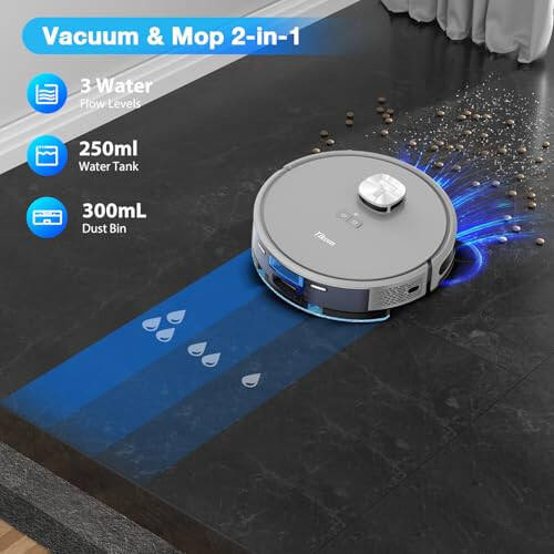 Tikom Robot Süpürge ve Paspas L9000, 4000Pa Robot Süpürge, 150 Dakika Maksimum, Akıllı Haritalama, Evcil Hayvan Tüyleri, Halı, Sert Zeminler İçin İdeal - 4