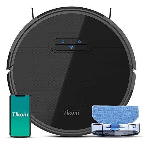 Tikom Robot Vacuum and Mop, G8000 Robot Vacuum Cleaner, 2700Pa Strong Suction, Self-Charging, Good for Hard Floors, Black - 1