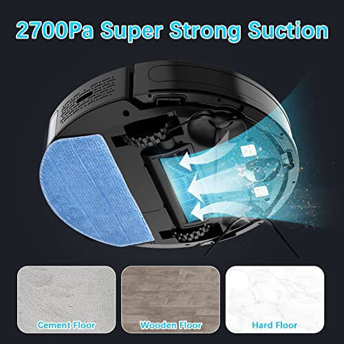 Tikom Robot Vacuum and Mop, G8000 Robot Vacuum Cleaner, 2700Pa Strong Suction, Self-Charging, Good for Hard Floors, Black - 3