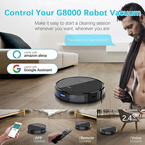 Tikom Robot Vacuum and Mop, G8000 Robot Vacuum Cleaner, 2700Pa Strong Suction, Self-Charging, Good for Hard Floors, Black - 6