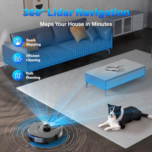 Tikom Robot Vacuum and Mop, L8000 Laser LiDAR Navigation Robotic Vacuum, 3000Pa Suction, 150Mins Max, 45dB, 14 No-Go Zones, 20 Virtual Walls, Self-Charging, Good for Pet Hair, Carpet, Hard Floor - 3