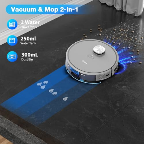 Tikom Robot Vakuum va Mop L9000, 4000Pa Robot Vakuumli Tozalagich, 150Min Maksimal, Aqlli Xaritalash, Uy Hayvon Junlari, Gilam, Qattiq Zaminlar Uchun - 4