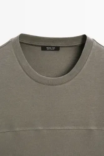 Tikuv detallari bilan 100% paxta futbolka-QUL rang - 6