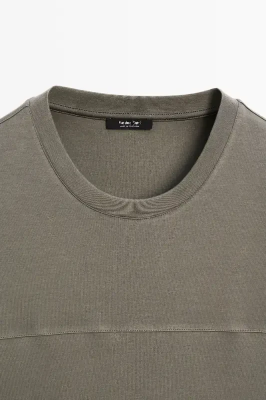 Tikuv detallari bilan 100% paxta futbolka-QUL rang - 6