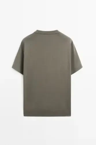 Tikuv detallari bilan 100% paxta futbolka-QUL rang - 7