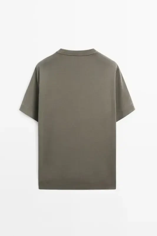 Tikuv detallari bilan 100% paxta futbolka-QUL rang - 7