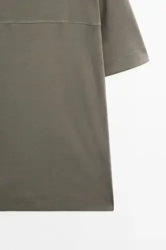 Tikuv detallari bilan 100% paxta futbolka-QUL rang - 8