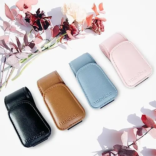 TILDOSAC 2 Pack Avtomobil visor uchun quyoshdan himoya ko'zoynaklari ushlagichi, Klipsli avtomobil uchun charm magnit quyoshdan himoya ko'zoynaklari ushlagichi, (Qo'sh gulli pushti) - 5