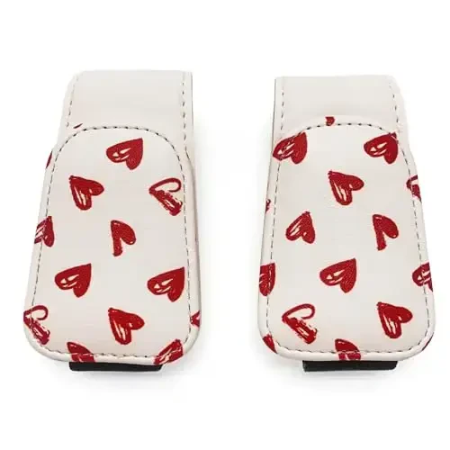 TILDOSAC 2 Pack Avtomobil visor uchun quyoshdan himoya ko'zoynaklari ushlagichi, Klipsli avtomobil uchun charm magnit quyoshdan himoya ko'zoynaklari ushlagichi, (Qo'sh gulli pushti) 