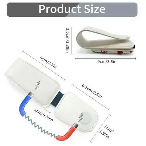 TILDOSAC 2 Pack Avtomobil visor uchun quyoshdan himoya ko'zoynaklari ushlagichi, Klipsli avtomobil uchun charm magnit quyoshdan himoya ko'zoynaklari ushlagichi, (Qo'sh gulli pushti) - 4