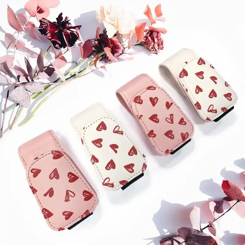 TILDOSAC 2 Pack Avtomobil visor uchun quyoshdan himoya ko'zoynaklari ushlagichi, Klipsli avtomobil uchun charm magnit quyoshdan himoya ko'zoynaklari ushlagichi, (Qo'sh gulli pushti) - 7